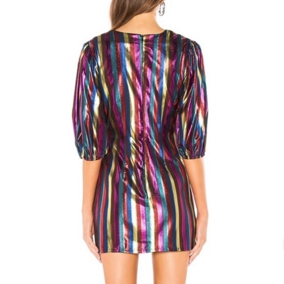 🥤 Lovers + Friends Frida Mini Dress Rainbow Metallic XXS Riverdale Wardrobe - Picture 3 of 16